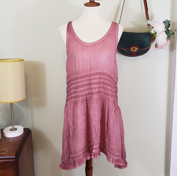 On The Road... Boho Festival Trapeze Faded Rose Dress NWT - Picture 1 of 6